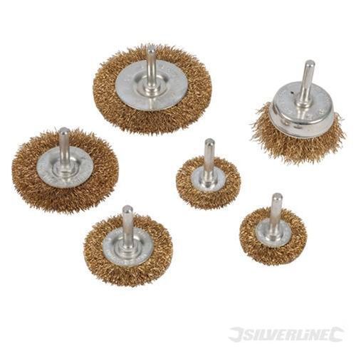 6pc wire wheel brush cup &amp; end set kit battery power drill 6mm shank tools for sale