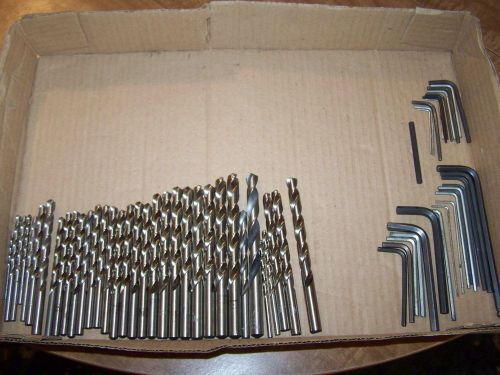 Lot Of 34 HS Drill Bits Mostly Cleveland &amp; Lot Of 27 Allen Wrenches Good UsedLot