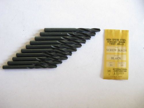 New 10pc #21 screw machine length drill bit wire gage no21 gauge  .1590 for sale