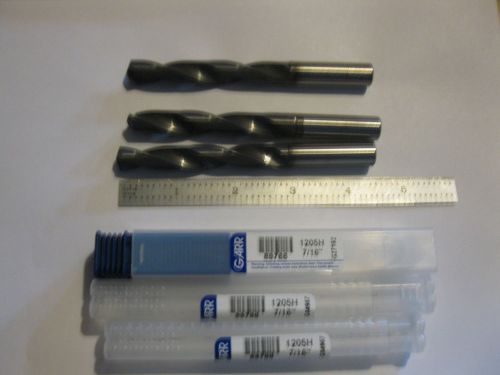 3 new garr 7/16&#034; solid carbide drills.coated.