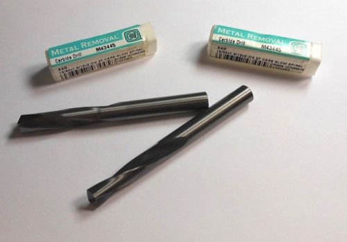 Metal removal carbide screw machine drills 19/64&#034; 135d 2fl m43445 qty 2 &lt;600&gt; for sale