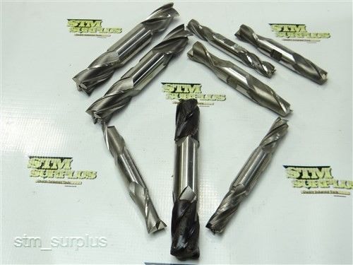 Nice lot of 8 hss straight shank double end mills 5/8&#034; to 1&#034; weldon for sale