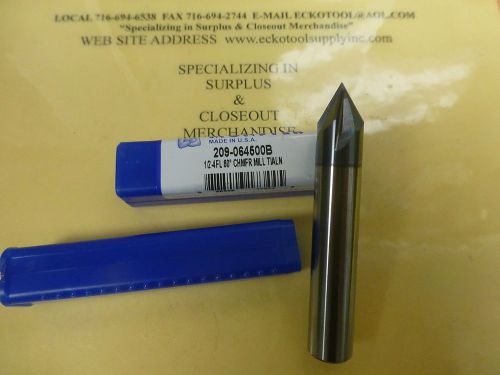 Solid carbide chamfer mill 1/2&#034; dia 60 deg included 4 flute tialn new usa$19.60 for sale