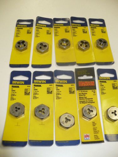 Lot of 10 New IRWIN HANSON Hex Dies - MADE IN USA