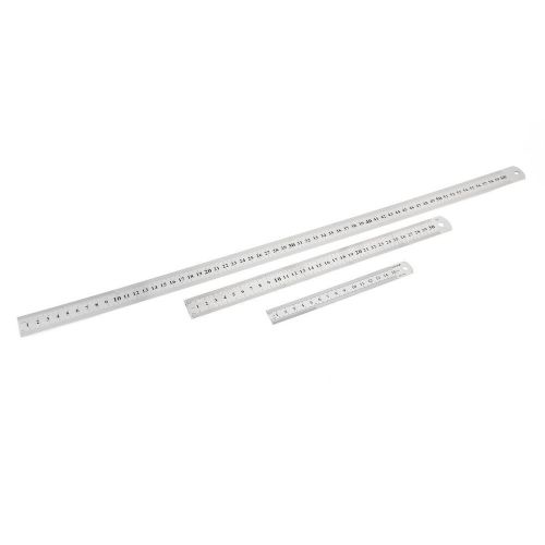 3 in 1 15cm 30cm 60cm double side students metric straight ruler silver tone for sale