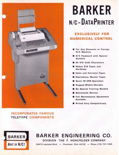 Barker milling N?C DataPrinter Catalog