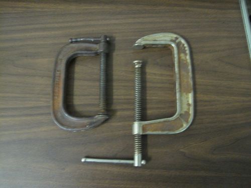 2 Adjustable Clamps one is 1450 -5&#034; other is vintage 9&#039;&#039; C Clamp Brink Cotton