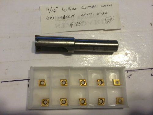 11/16&#034; Milling Cutter With a Box of 10 CCMT 21.52 Carbide Inserts