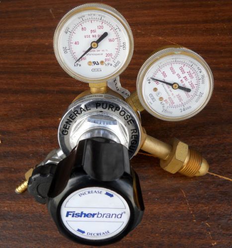 Fisher brand compressed gas dual gauge regulator air gauge cga580 200psi 4000psi for sale