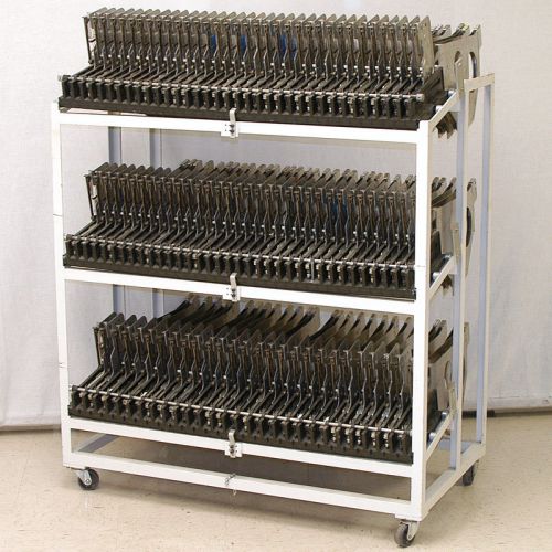 Lot: 95 fuji cp feeders on rolling cart paper &amp; plastic 8mm 12mm w8d w12 we-0804 for sale