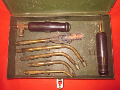 Vintage Prest-O-Lite Acetylene Torch Kit with Tips in Box Soldering Brazing