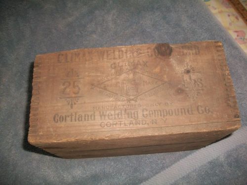 VTG WOODEN BOX/ CORTLAND NY WELDING COMPOUND BOX FINGER JOINTED BOX  11&#034;X8 1/2&#034;