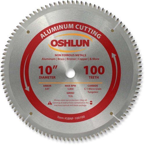 Oshlun SBNF-100100 10-in 100 Tooth TCG Saw Blade W/ 5/8-in Arbor for Aluminum