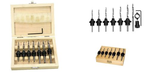 Countersink drill bit 22pc set w/case adjustable depth stop collars woodworking for sale