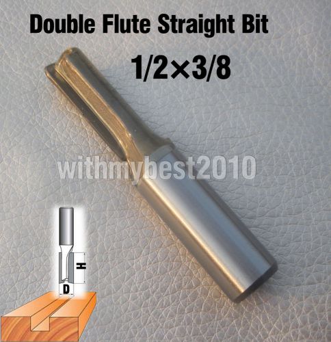Lot 1pcs Carbide Tipped Double Flute Straight Bit Dia 3/8 Shank Dia 1/2 Cutter