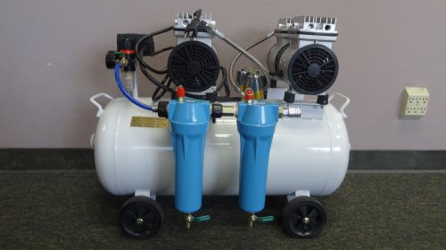 New 2 hp noiseless &amp; oil free dental air compressor with in-line air dryer for sale