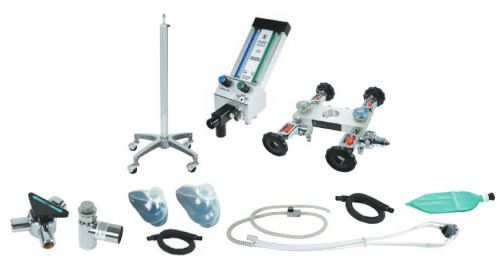 Belmed Dental 4 Tank Oral Surgery Flowmeter System w/ Stand &amp; Scavenger Goods