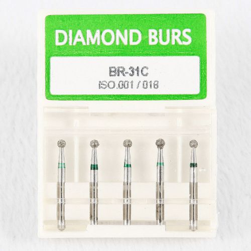 5pcs dental diamond burs fg ball round 1.6mm br-31c for high speed handpiece for sale