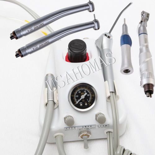 Dental 4H Portable Turbine Unit+Low speed handpiece kit+2pc High Speed NSK Style