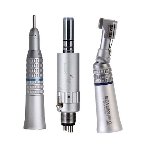 Dental slow/low speed contra angle straight cone handpiece kit 4/2h air motor a+ for sale