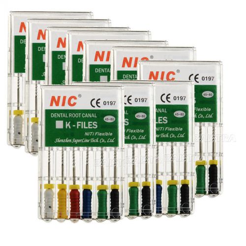 10 KITS Dental Root Canal Endodontic NITI Flexible hand use K-Files #45-80 25mm