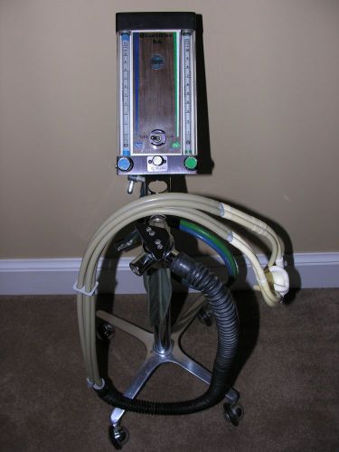 Fraser quantiflex nitrous oxide dental flowmeter w/ bag, rubber goods and cart for sale