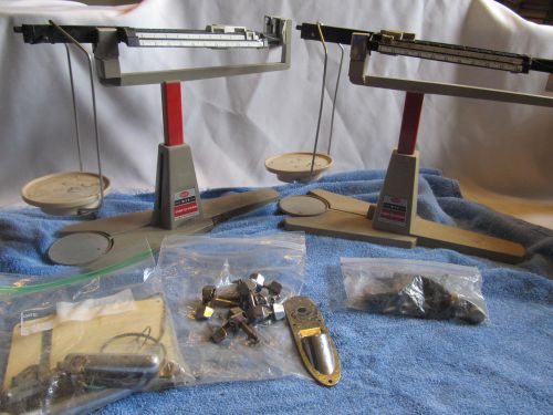 Pair of Vintage Ohaus 311 Cent o gram 4 beam balance scales. Untested