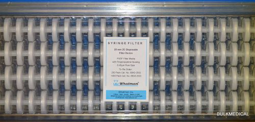 Whatman syringe filter 0.2um pvdf with pp housing 0.45um pore size 25mm zc 200pc for sale