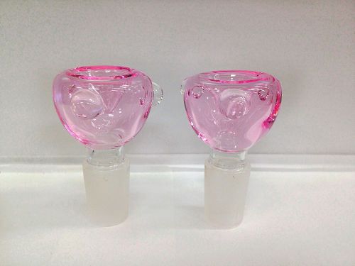 LOT OF 2 BOWLS 18mm Glass On Glass PINK Bowl Adapter HQ USA Glass Fast Shipping