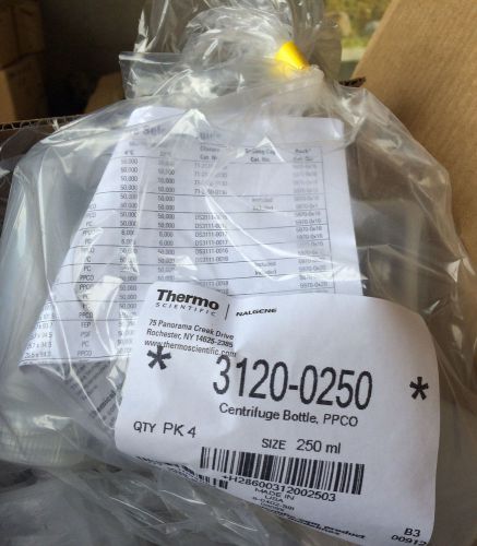 NEW Bag of 4 Thermo Scientific Nalgene 3120-0250 Centrifuge Bottles 250ml
