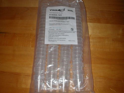 100 pack VWR Graduated Beaker 15ml Polypropylene Stackable/Pour Spout 414004-143