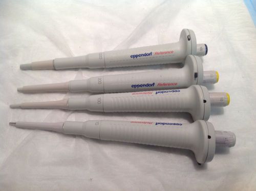 Set of 4 Eppendorf Reference Series Adjustable Volume Pipette #4 10,100,200,1000