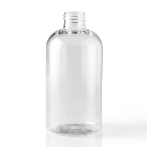 8oz Clear Boston Round Bottle 24-400 PET plastic bottle-- box of 15
