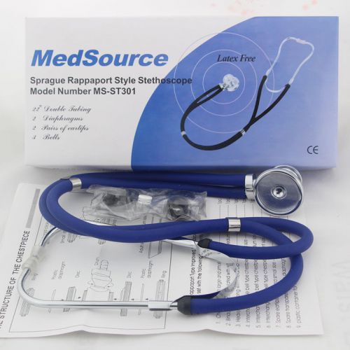 Dual head blue style stethoscope medsource ms-st301 latex free for sale