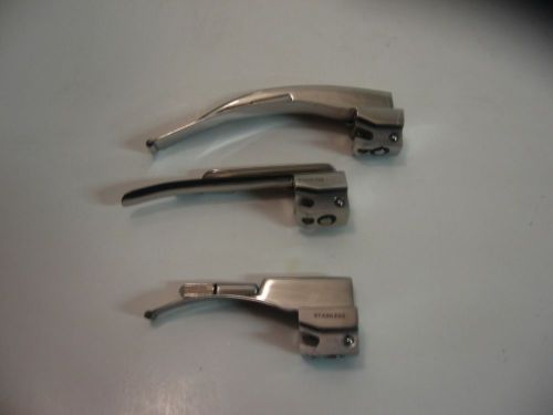 Laryngoscope blade set: mcintosh #00 and 2, miller #1 for sale