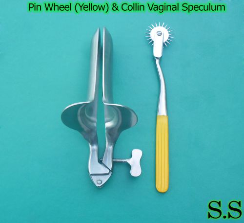 Wartenberg Pin Wheel (Yellow) Color &amp; Collin Vaginal Speculum Large