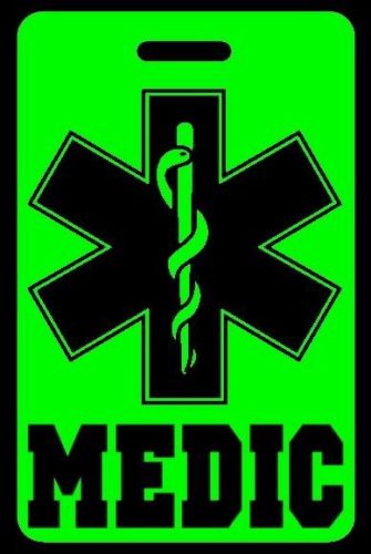 Day-Glo Green MEDIC Luggage/Gear Bag Tag - FREE Personalization - New
