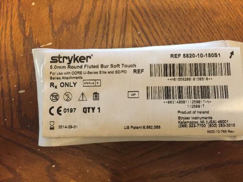 5820-10-150S1 Stryker 5.0mm Round Fluted Bur, Soft Touch Lot Of 4