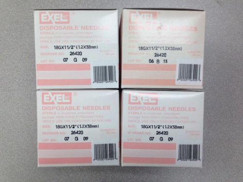 Lot of 400 Exel 18g x 1 1/2 &#034; Disposable Needle #26420 4 boxes of 100 BD Kendall