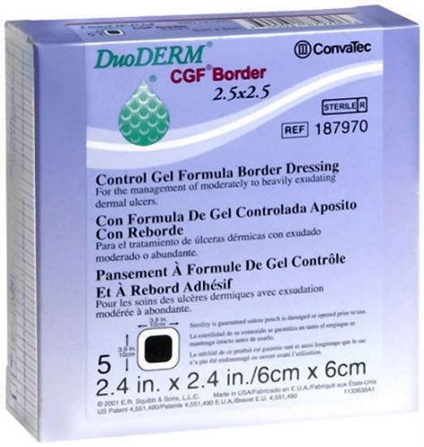 Convatec 187970 duoderm cgf adhesive border dressing 2.5&#034; x 2.5&#034; bx/5 for sale