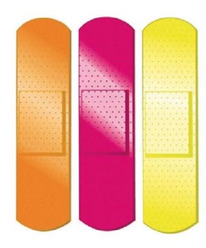NUTRAMAX Adhesive Bandage,  3/4 &#034; x 3&#034;, Assorted Neon Colors, 100/bx # 1076413