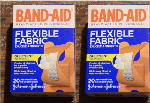(2) band-aid adhesive bandages, knuckle/fingertip, flexible fabric, 20/bx,004452 for sale