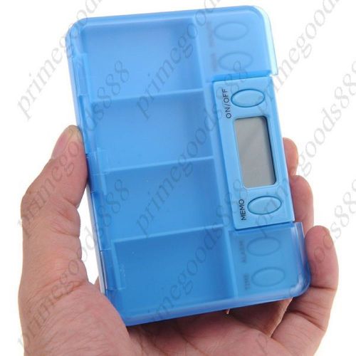 Multi alarm pills reminder box medicine case timer holder in blue free shipping for sale