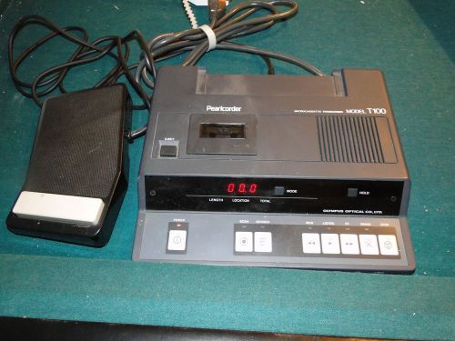 Olympus T100 Pearlcorder Microcassette Transcriber and Hard to Find Foot Pedal