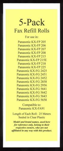 5-pack KX-FA91 Fax Film Refill Rolls for Panasonic KX-FG2425 KX-FG2451 KX-FG2452