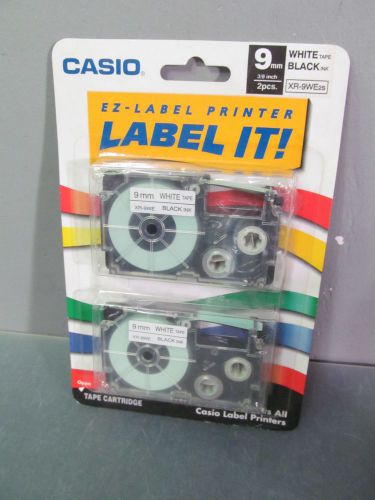 Casio XR-9WE2S 9mm Black/White Labeling Tape for CWL-300, 2 Pack