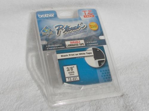 Brother P Touch Label Maker TZ Tape - Black Print on White Tape 3/8&#034; TZ-221