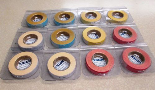 Lot of 12 rotex vinyl paper tape 3/8&#034; x 10 ft new 10 mm x 3 m model 1300 for sale