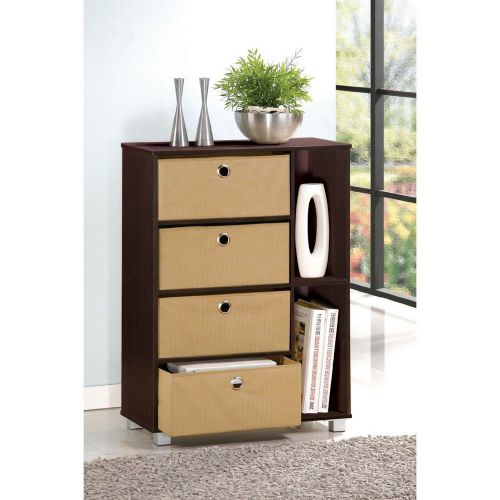 New Furinno Multipurpose Storage Shelves Cabinet Dresser with 4 Bin-Type Drawers