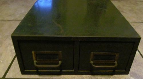 VINTAGE INDUSTRIAL TWO DRAWER &#034;COLE&#034; METAL FILE BOX CARD CATALOG